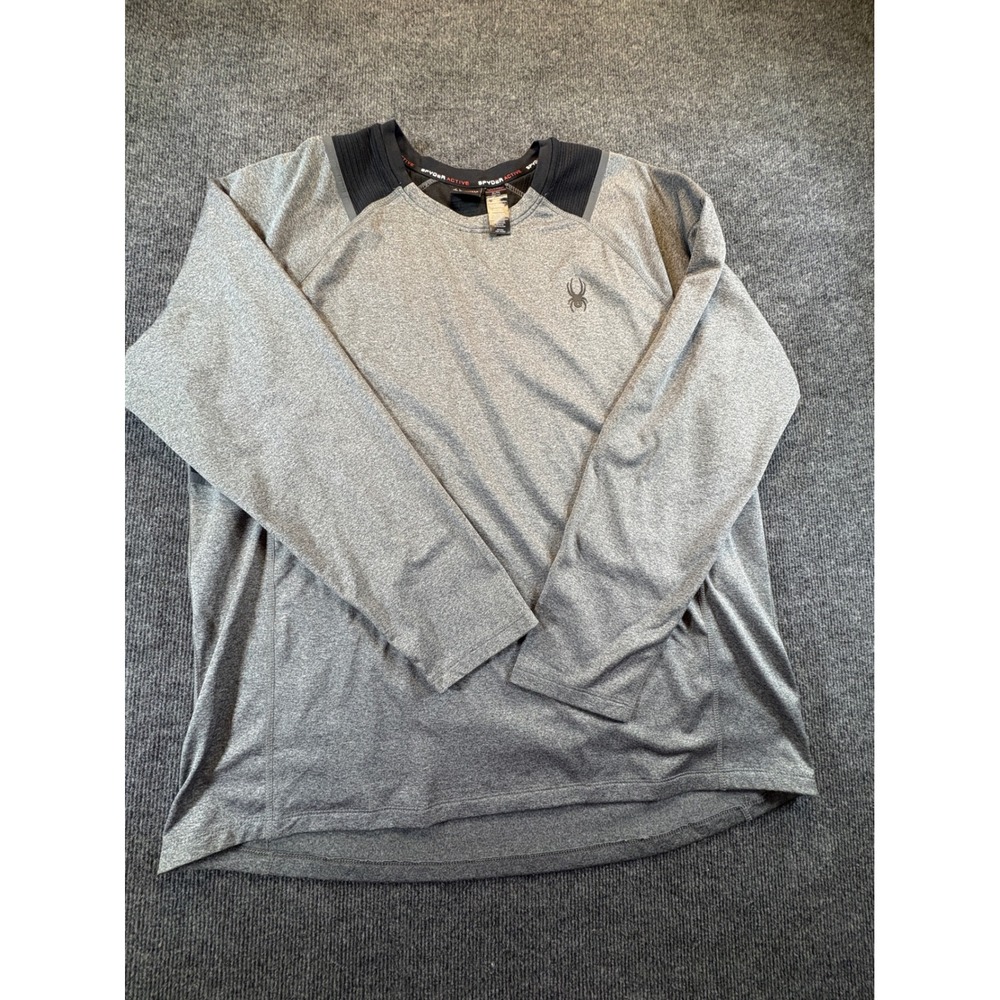 Spyder Active Mens XL Heather Grey Long Sleeve Performance Shirt SPM100U 1437823